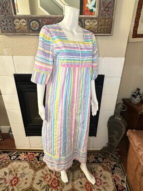 Casual Nights Women's Zip Front Woven House Dress 3/4 Sleeves Housecoat Medium